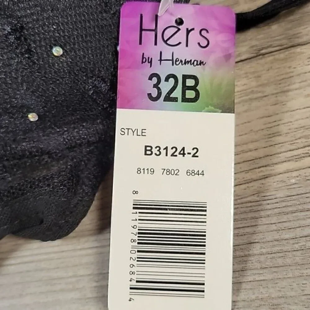 Hers by Herman Lace Push-up Bra & Thong Set Sz 32B